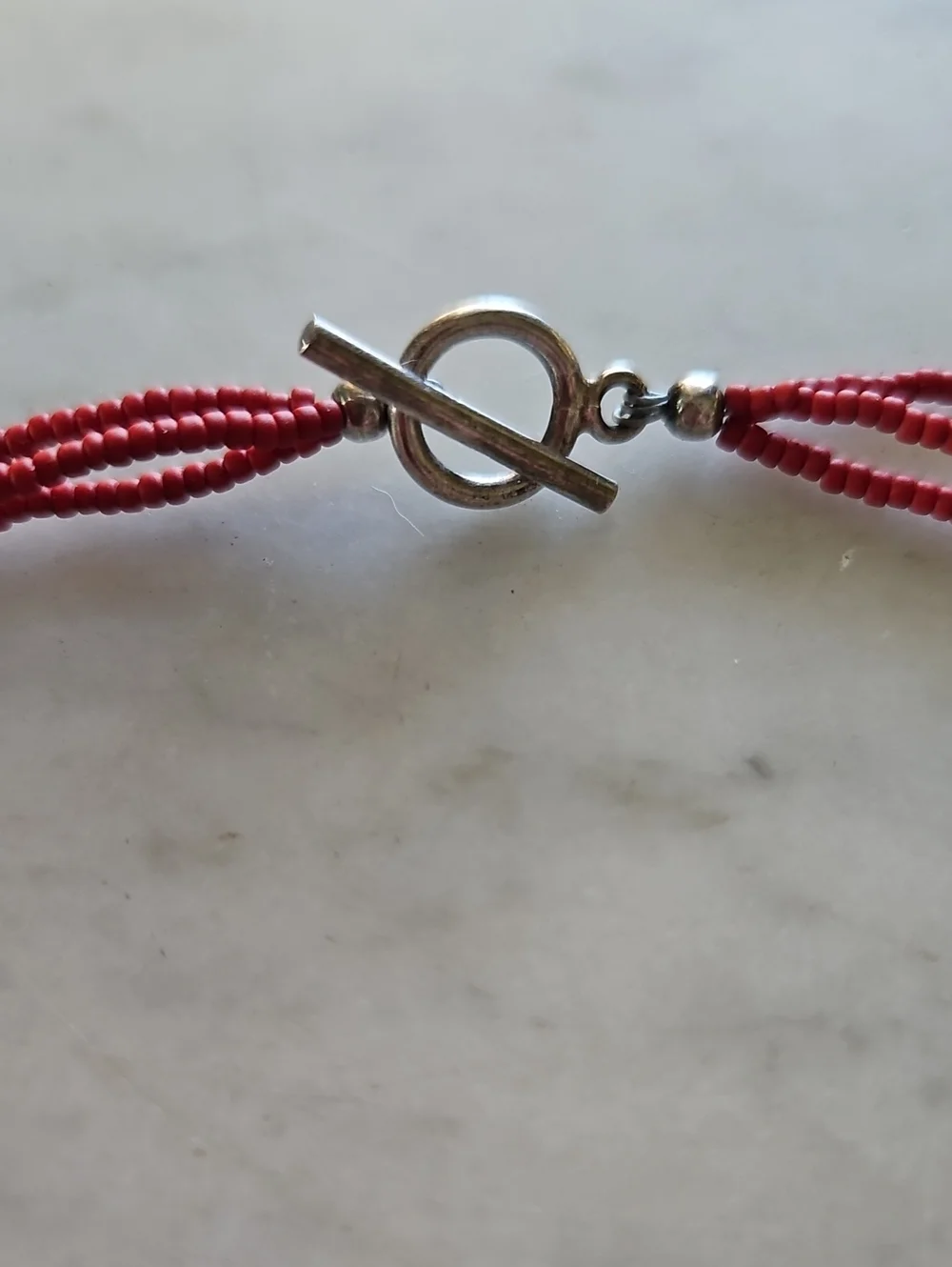Cabo San Lucas Red Coral and Silver 3 Strand Beaded Necklace/Bracelet or Anklet